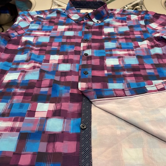 Construct checkered, short sleeve button down shirt size L - Picture 4 of 5